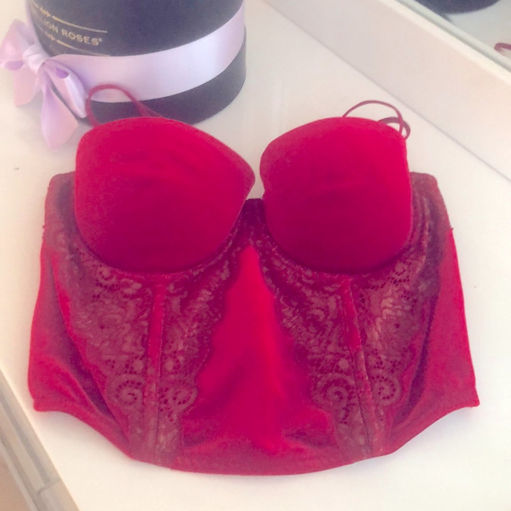 Victoria’s Secret Velour Bustier Push Up Lingerie Top 34C